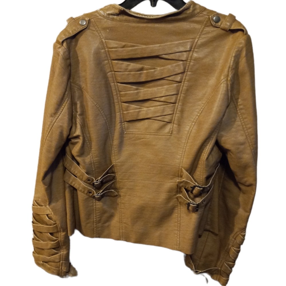 Faux Leather Crisscross Jacket